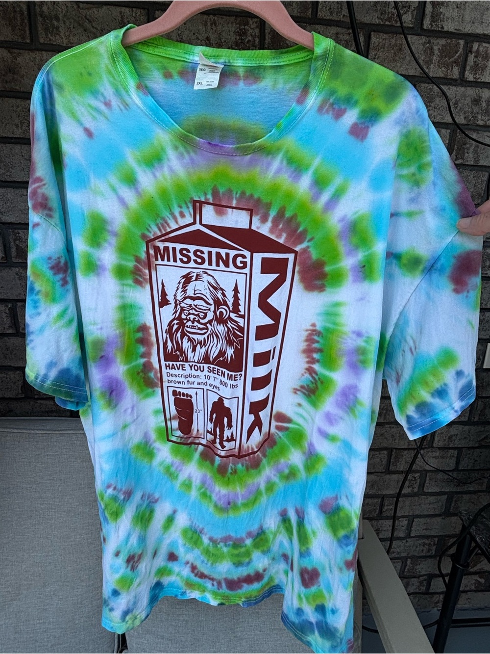Men’s size 2XL Bigfoot Sasquatch tie dye t-shirt, New vintage